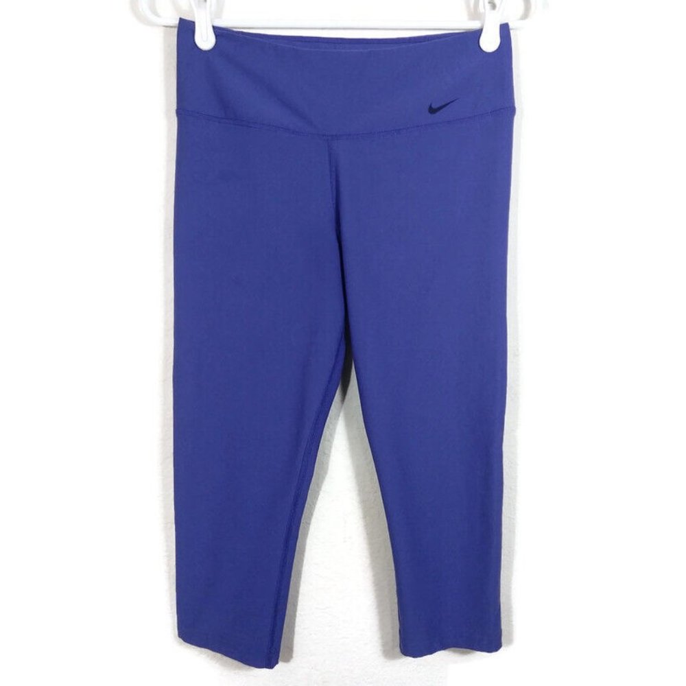 Nike Dri-Fit Ten Less Plastic Legend 2.0 Tight Poly Capri Leggings Blue Size M